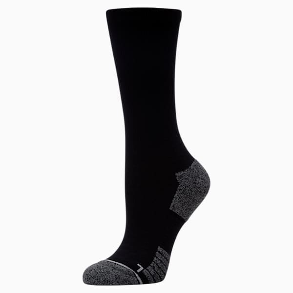 Men's Terry Crew Length Socks [1 Pack], BLACK / GREY, extralarge